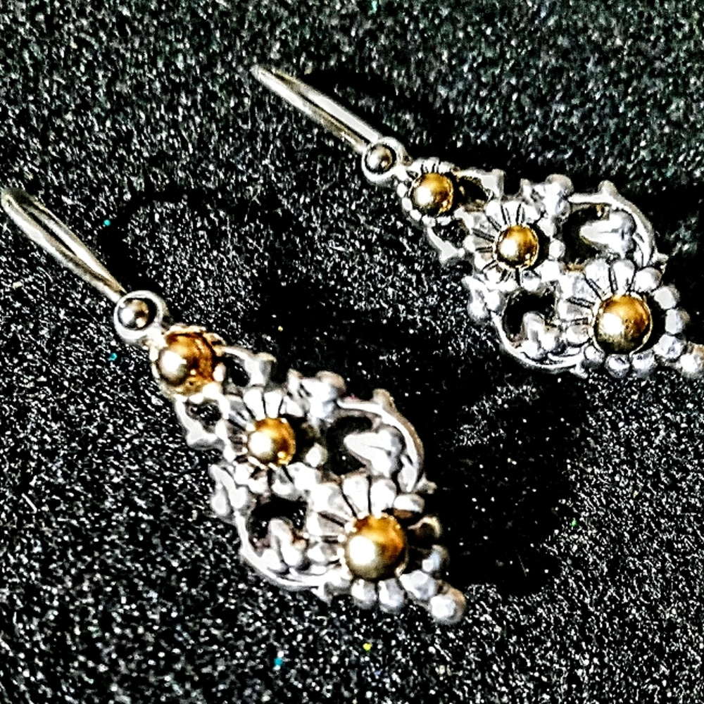 Ross-Simons Sterling Silver & 18Kt Genuine Gold Pierced Earrings